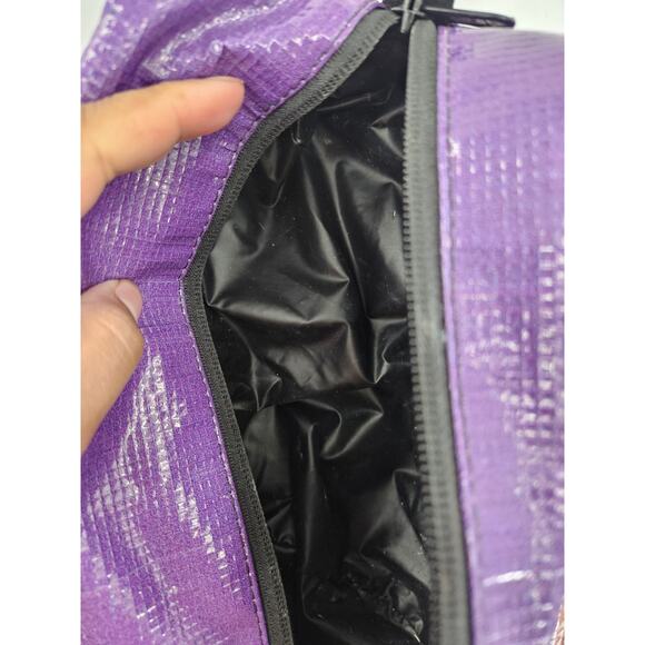 Rareform Toiletry Bag Repurposed Vinyl Bag black/purple Nylon Lightweight Makeup - Picture 5 of 6